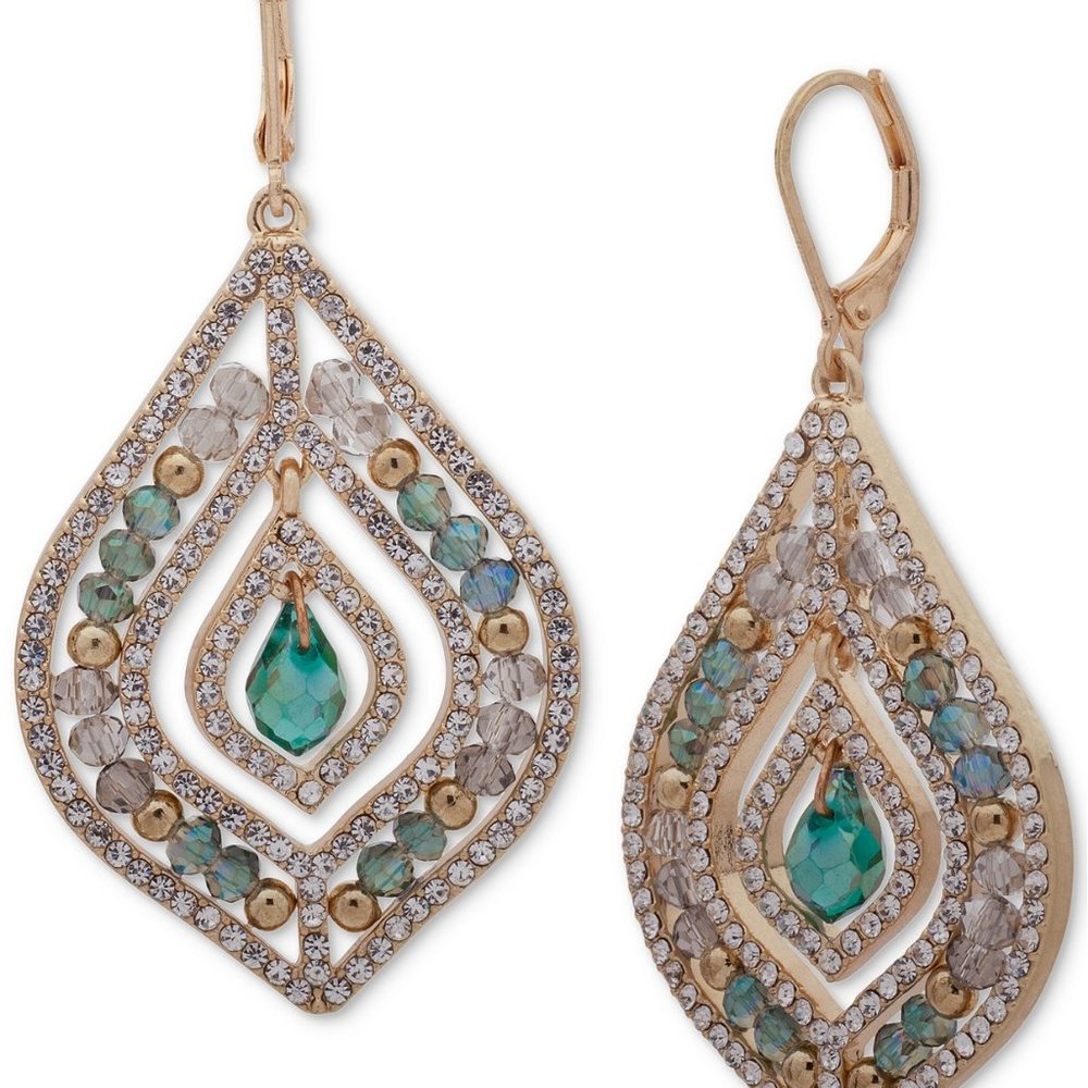 Pavé & Stone Beaded Chandelier Earrings